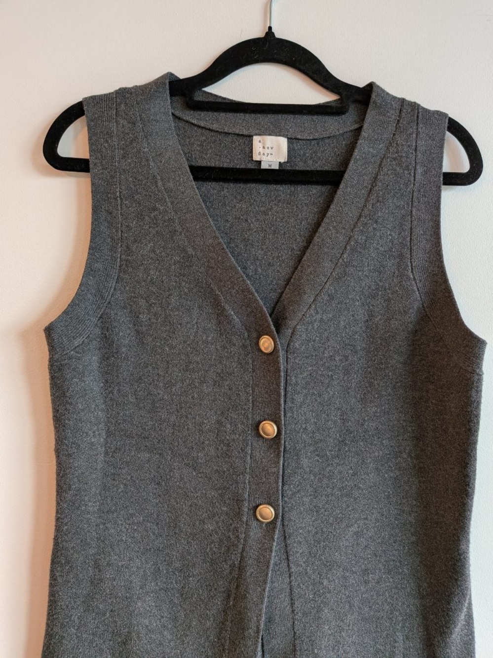 a new day Gray V-Neck Sleeveless Button Front Vest